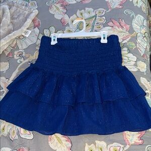 DO+BE Blue Smocked Bubble Mini Skirt